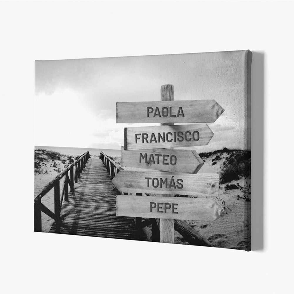 Lienzo Personalizado con Nombres - Blanco y Negro - Imagen 2