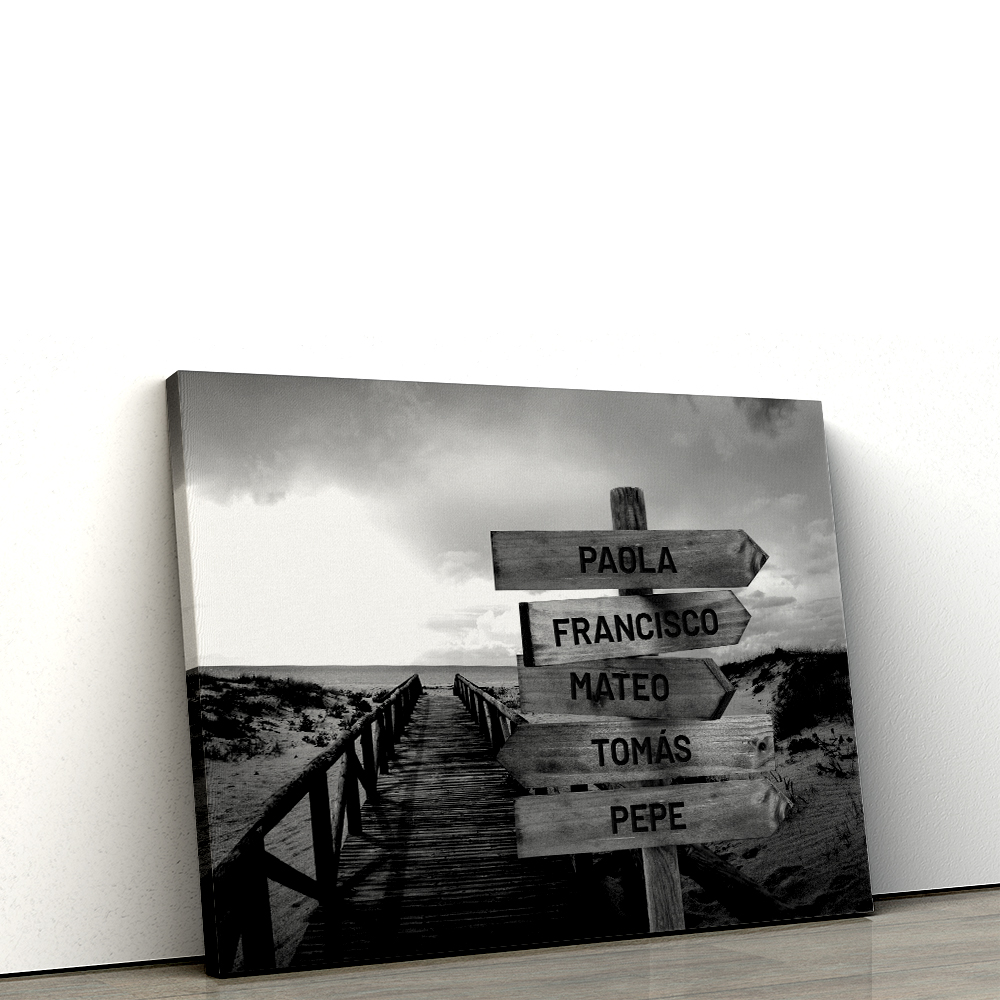 Lienzo Personalizado con Nombres - Blanco y Negro