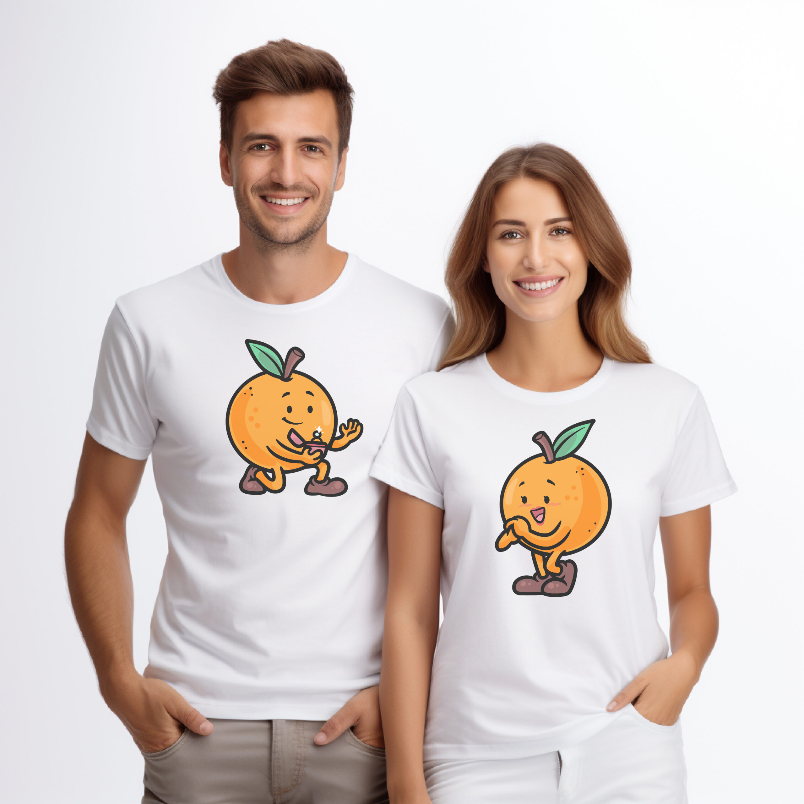 Camisetas naranja blanco