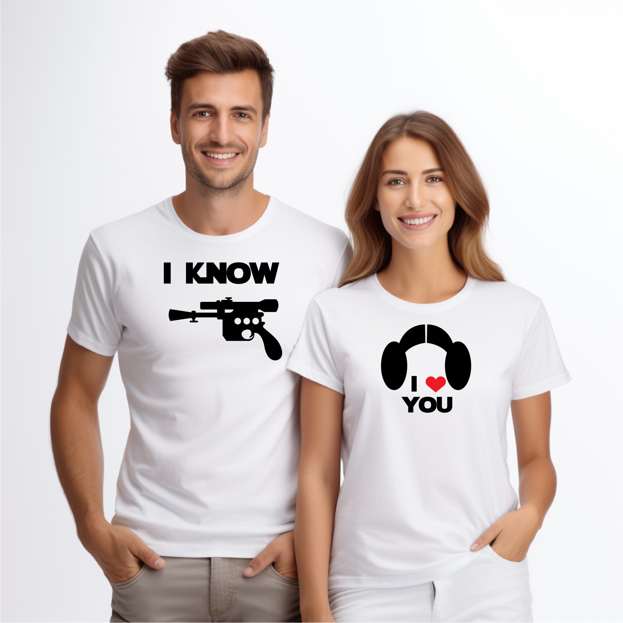 Camisetas Han y Leia blanca