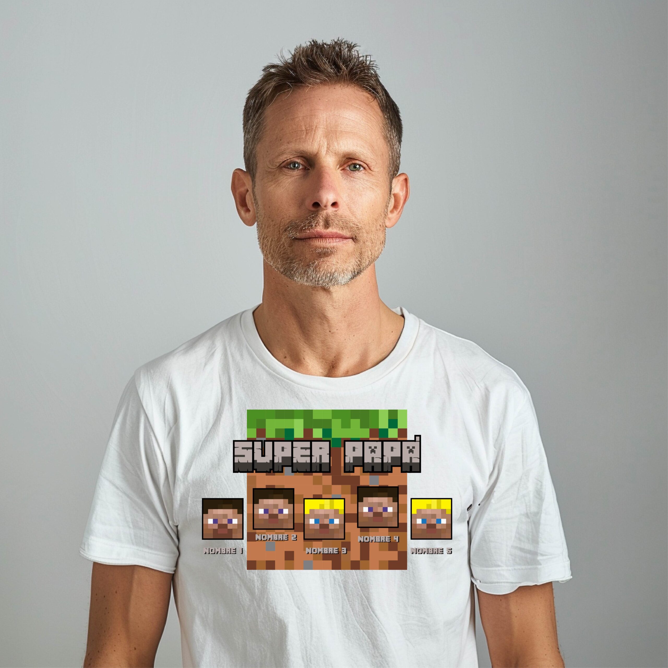 Camiseta Súper Papá Minecraft M2 Blanco